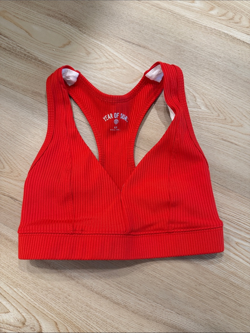 Year of Ours Bright Red Ribbed Racerback Bralette